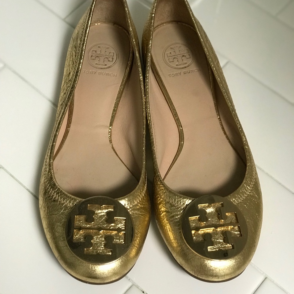 Tory Burch Gold Reva Flat